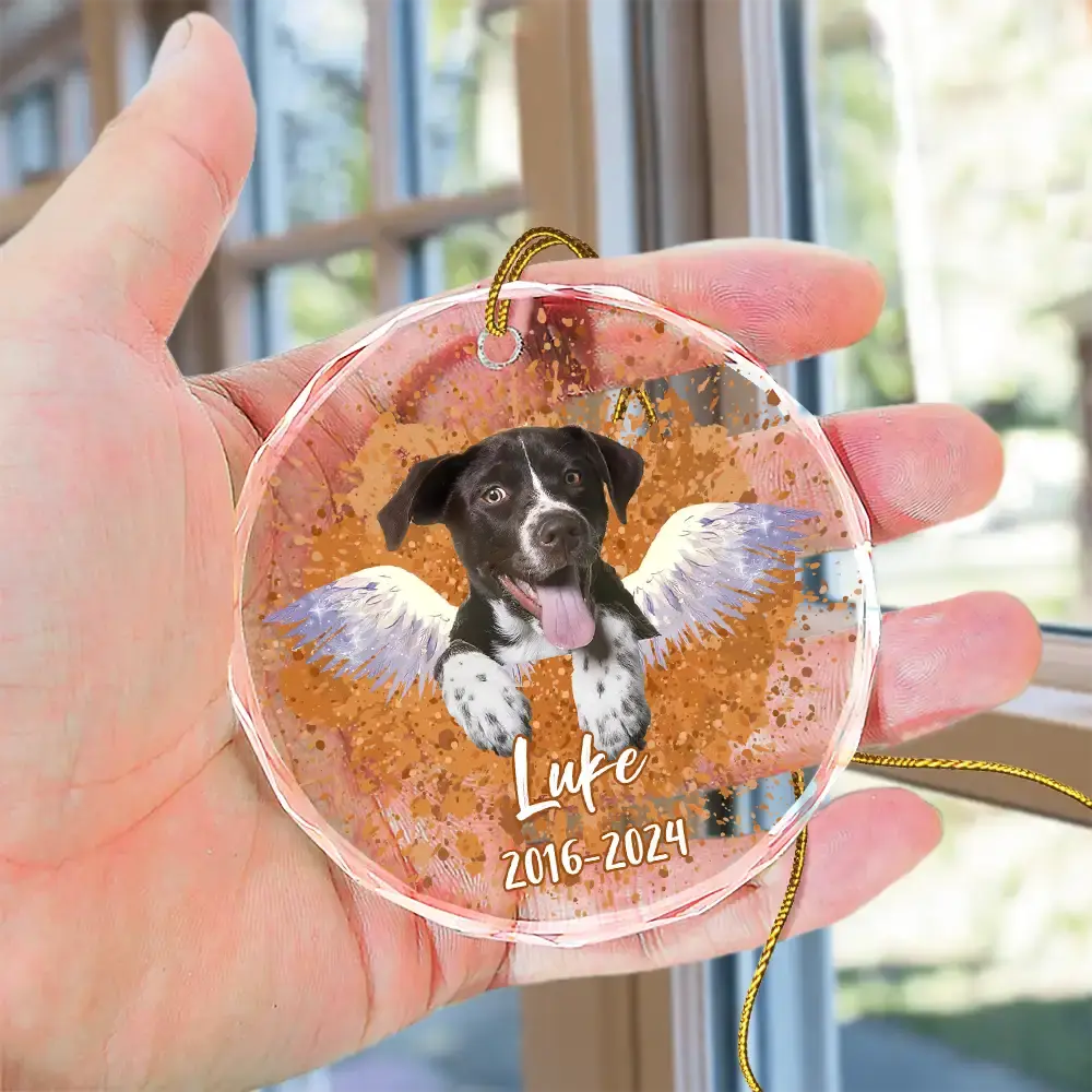 Custom Photo Memorial Dog Cat Pet Christmas - Personalized Circle Glass Ornament Ornament The Next Custom Gift