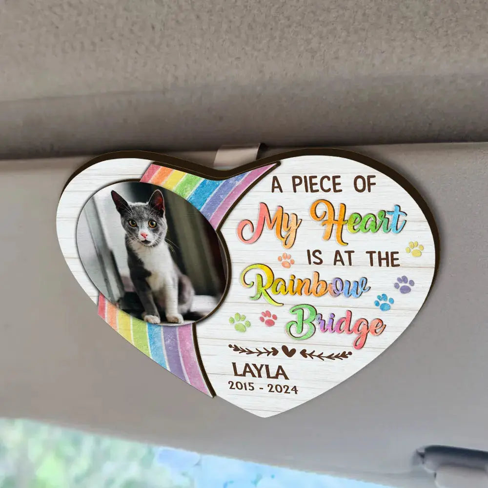 Custom Photo Memorial I Crossed The Rainbow Bridge - Personalized Custom Shaped Car Visor Clip Car Visor Clip The Next Custom Gift