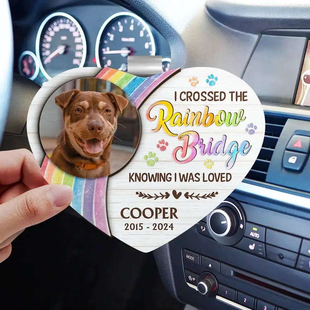 Custom Photo Memorial I Crossed The Rainbow Bridge - Personalized Custom Shaped Car Visor Clip Car Visor Clip The Next Custom Gift