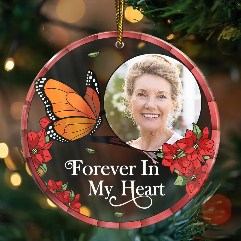 Custom Photo Memorial I'm Always With You - Personalized Circle Acrylic Ornament (AB) ornament The Next Custom Gift