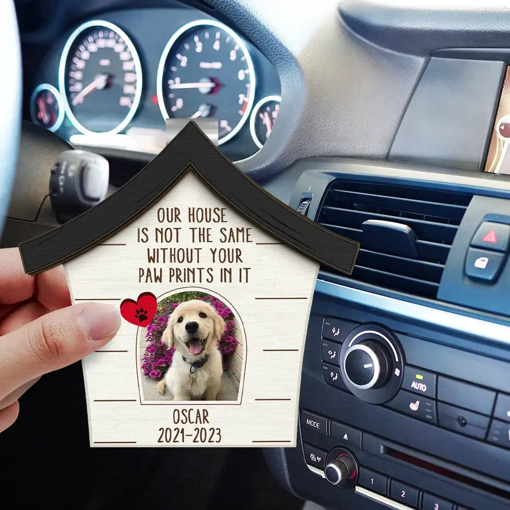 Custom Photo Memorial Our House Is Not The Same Without Your Paw Prints - Personalized Custom Shaped Car Visor Clip Car Visor Clip The Next Custom Gift