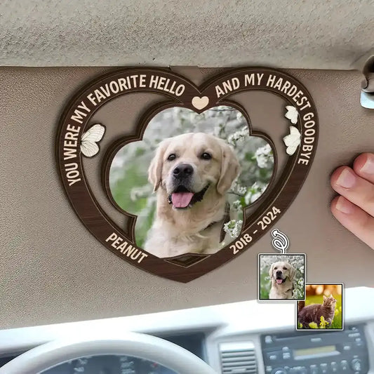 Custom Photo Memorial You Were My Favorite Hello And My Hardest Goodbye - Personalized Custom Shaped Car Visor Clip Car Visor Clip The Next Custom Gift