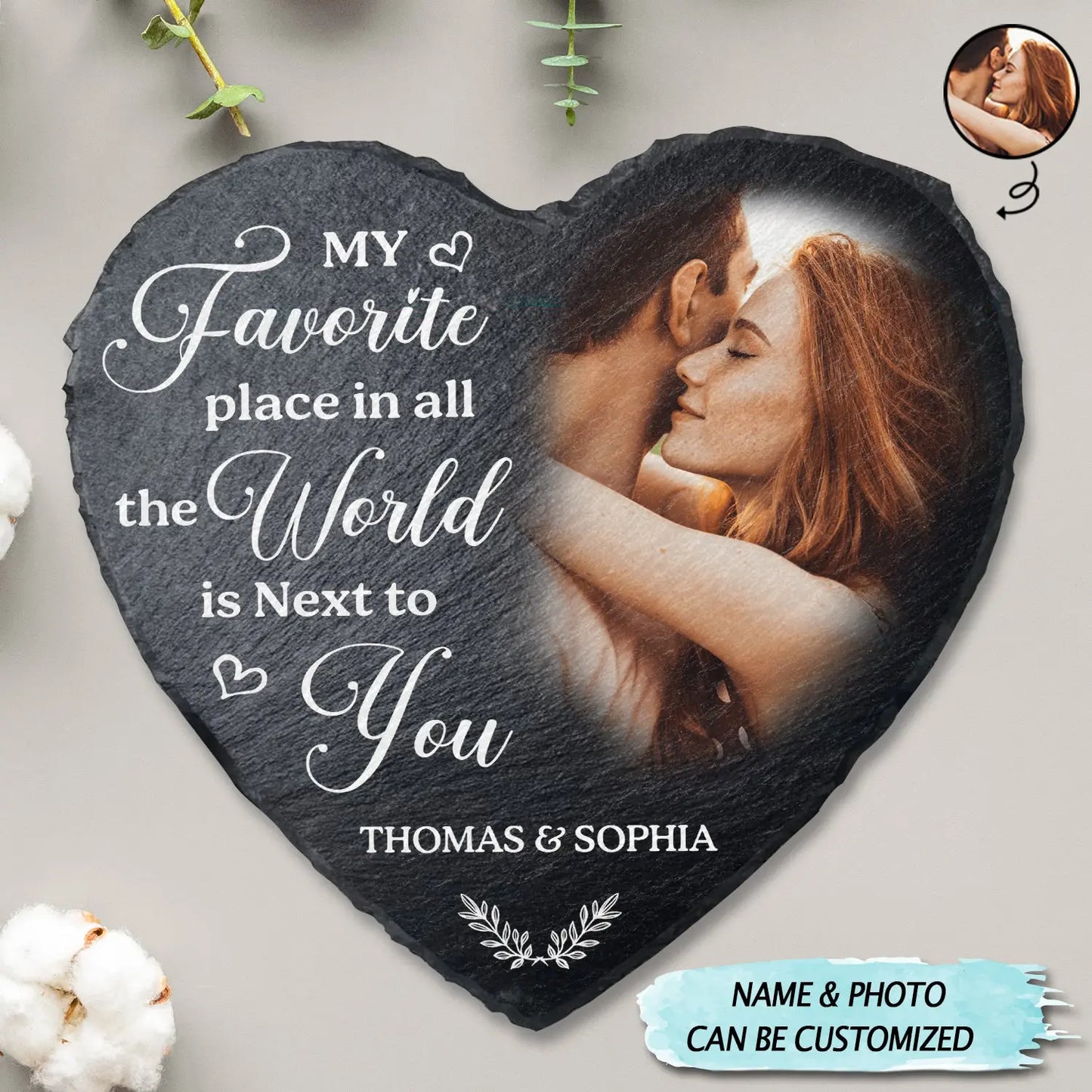 Custom Photo My Favorite Place In All The World - Personalized Heart Memorial Garden Stone STONE The Next Custom Gift