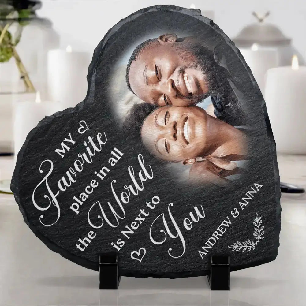 Custom Photo My Favorite Place In All The World - Personalized Heart Memorial Garden Stone STONE The Next Custom Gift