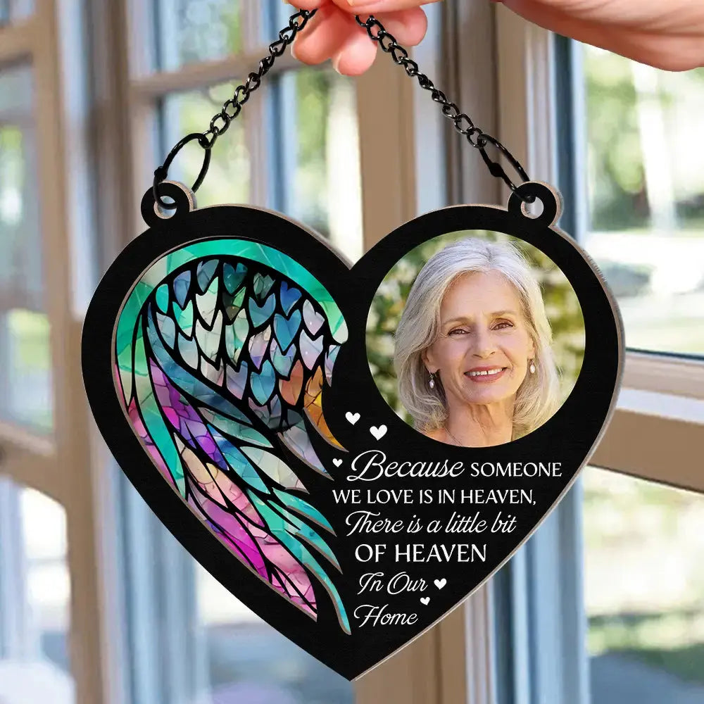 Custom Photo On Angel Wings You Were Taken Away - Personalized Window Hanging Suncatcher Ornament Hanging Suncatcher Ornament The Next Custom Gift