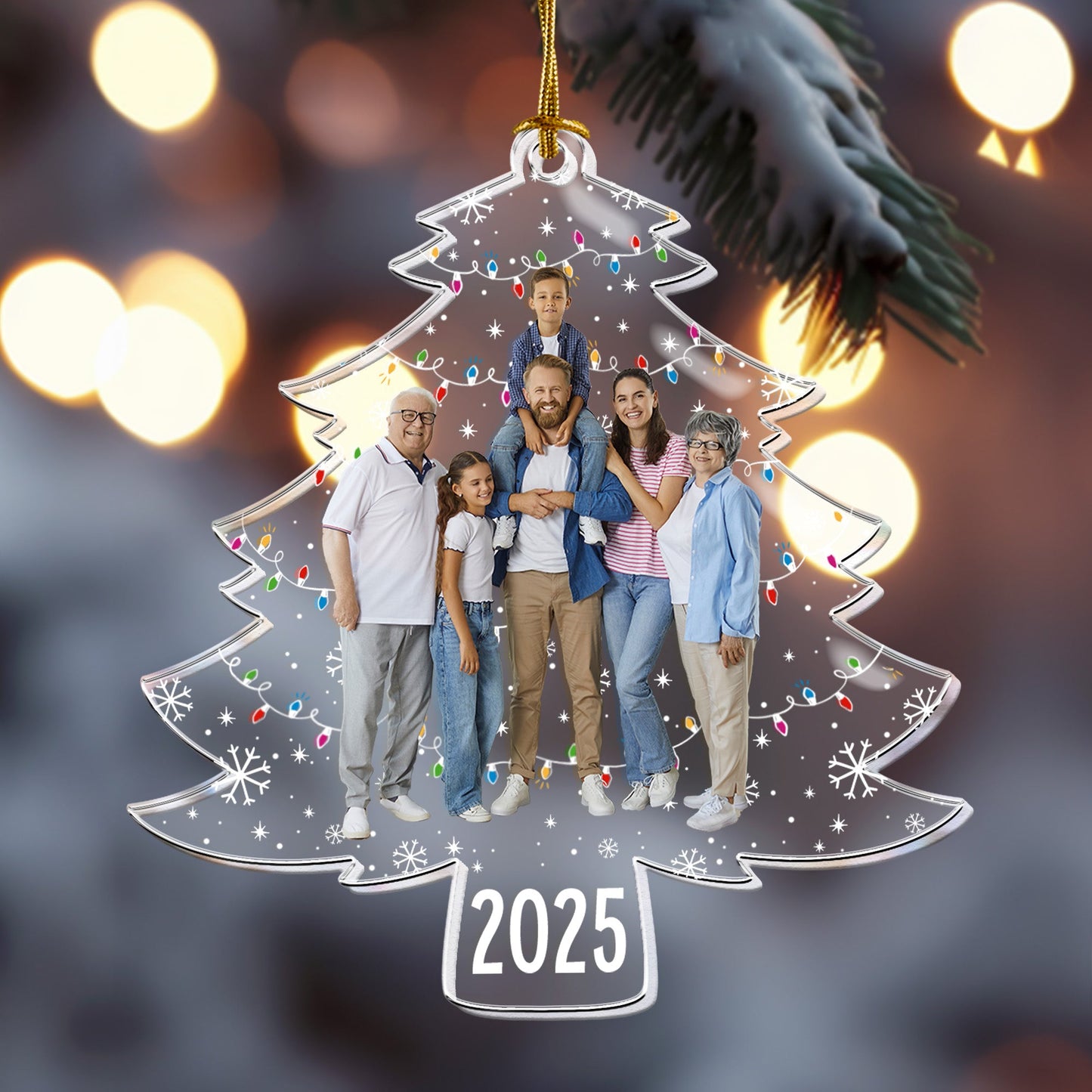 Custom Photo On Christmas Tree - Personalized Acrylic Photo Ornament