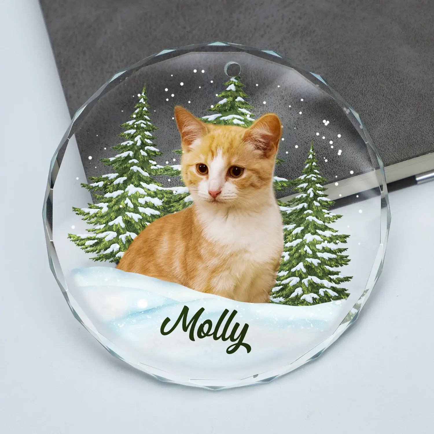 Custom Photo Pet Face - Christmas Gift For Dog Lovers, Cat Lovers, Pet Lovers, Pet Memorial - Personalized Circle Glass Ornament ornament The Next Custom Gift