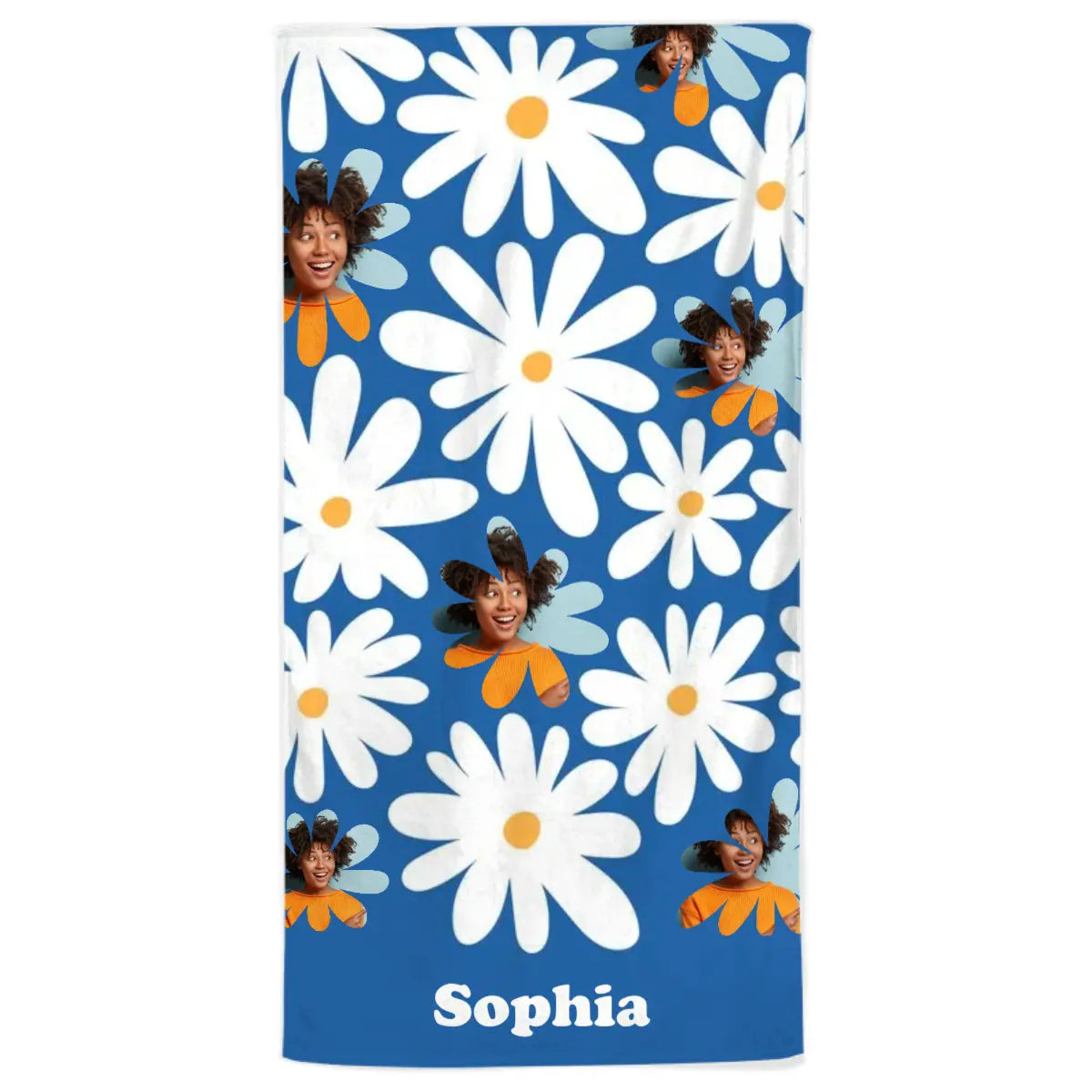 Custom Photo Retro Daisy Flowers - Personalized Beach Towel Beach Towel The Next Custom Gift