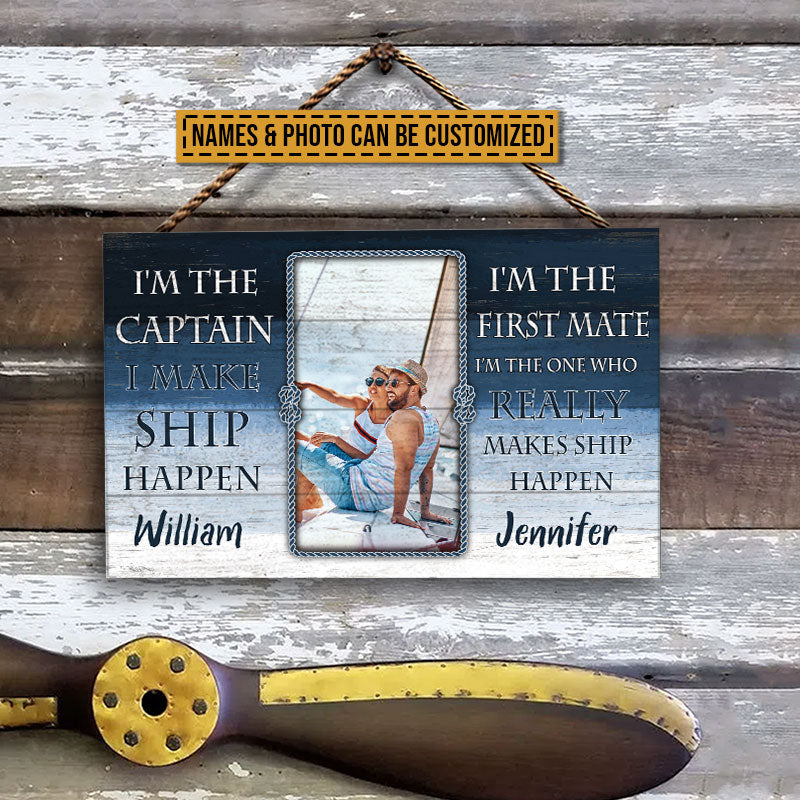 Custom Photo Sailor I'm The Captain Custom Wood Rectangle Sign