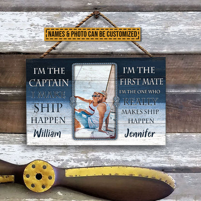 Custom Photo Sailor I'm The Captain Custom Wood Rectangle Sign