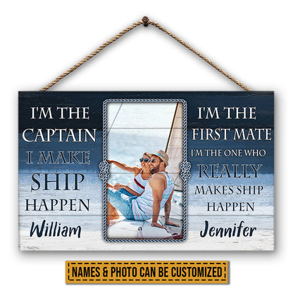 Custom Photo Sailor I'm The Captain Custom Wood Rectangle Sign