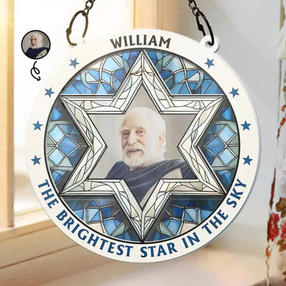 Custom Photo The Brightest Star Memorial - Personalized Acrylic Window Hanging Suncatcher Hanging Suncatcher Ornament The Next Custom Gift