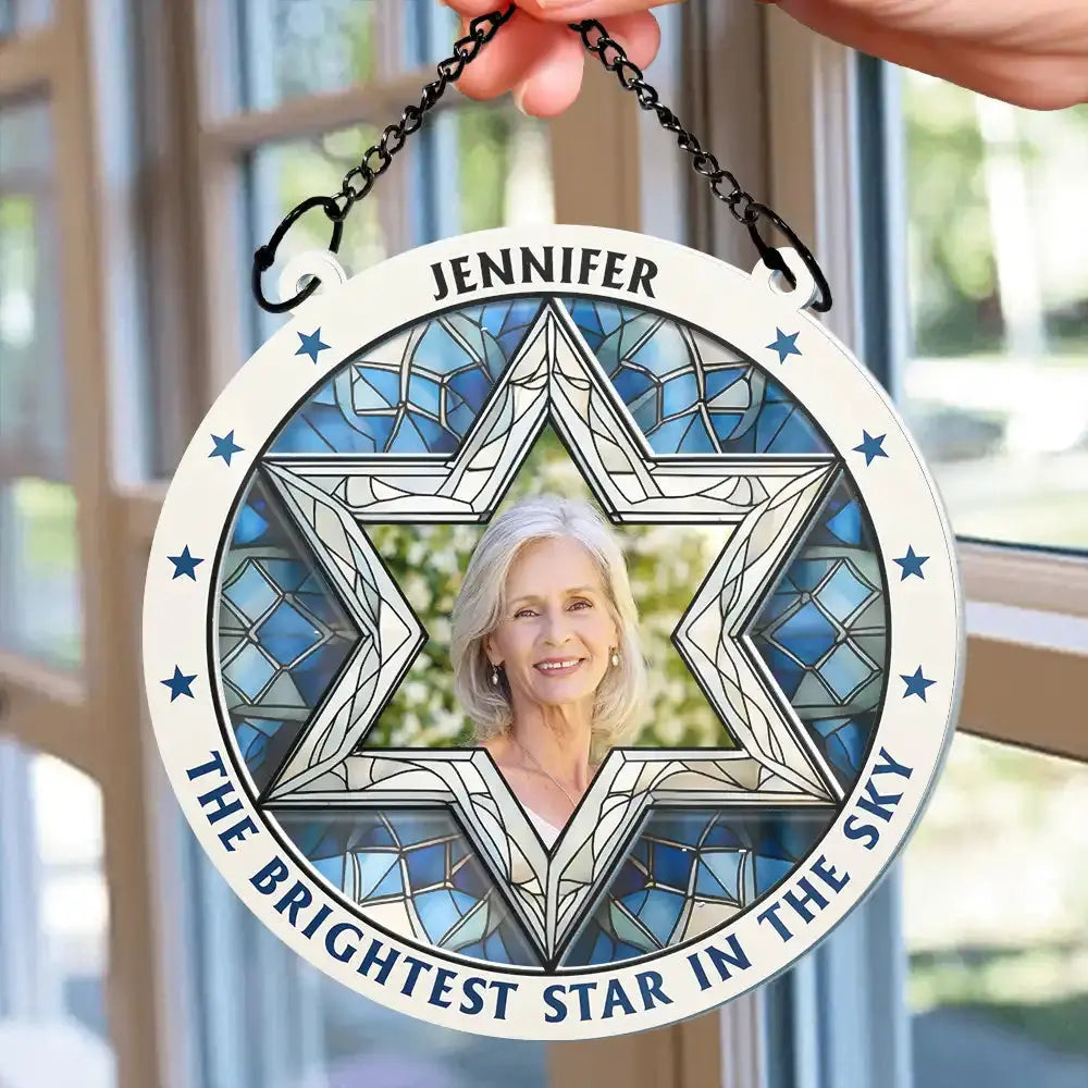 Custom Photo The Brightest Star Memorial - Personalized Acrylic Window Hanging Suncatcher Hanging Suncatcher Ornament The Next Custom Gift