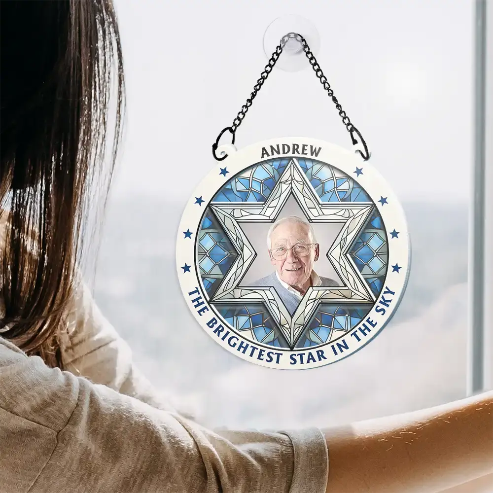 Custom Photo The Brightest Star Memorial - Personalized Acrylic Window Hanging Suncatcher Hanging Suncatcher Ornament The Next Custom Gift