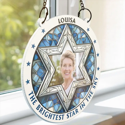 Custom Photo The Brightest Star Memorial - Personalized Acrylic Window Hanging Suncatcher Hanging Suncatcher Ornament The Next Custom Gift