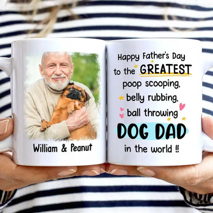 Custom Photo The Greatest Dog Dad In The World - Personalized White Edge-to-Edge Mug