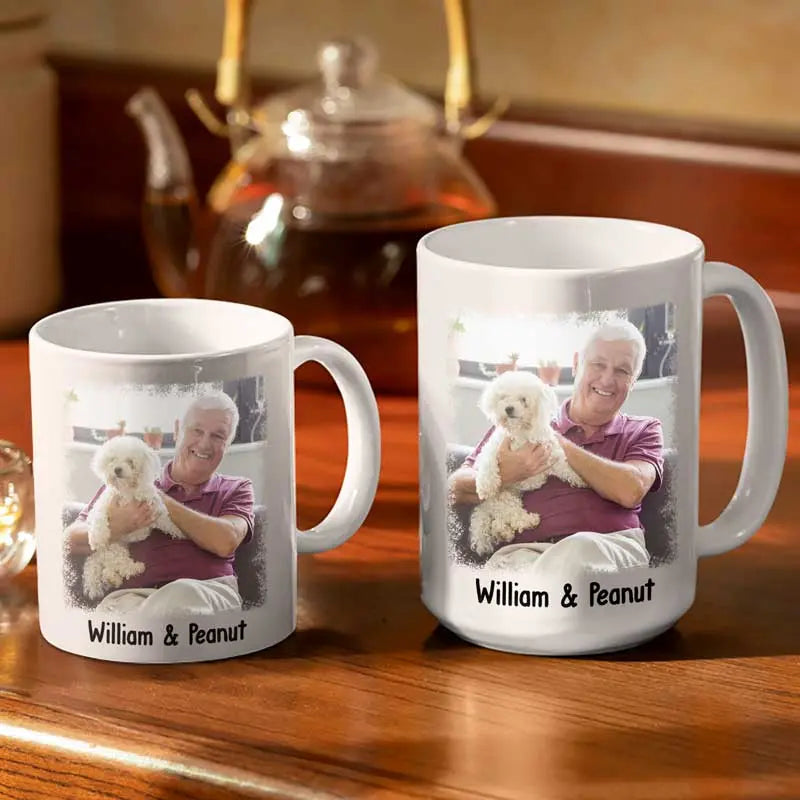 Custom Photo The Greatest Dog Dad In The World - Personalized White Edge-to-Edge Mug