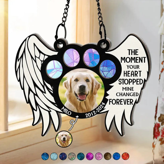 Custom Photo The Moment Your Heart Stopped Memorial - Personalized Window Hanging Suncatcher Ornament Hanging Suncatcher Ornament The Next Custom Gift