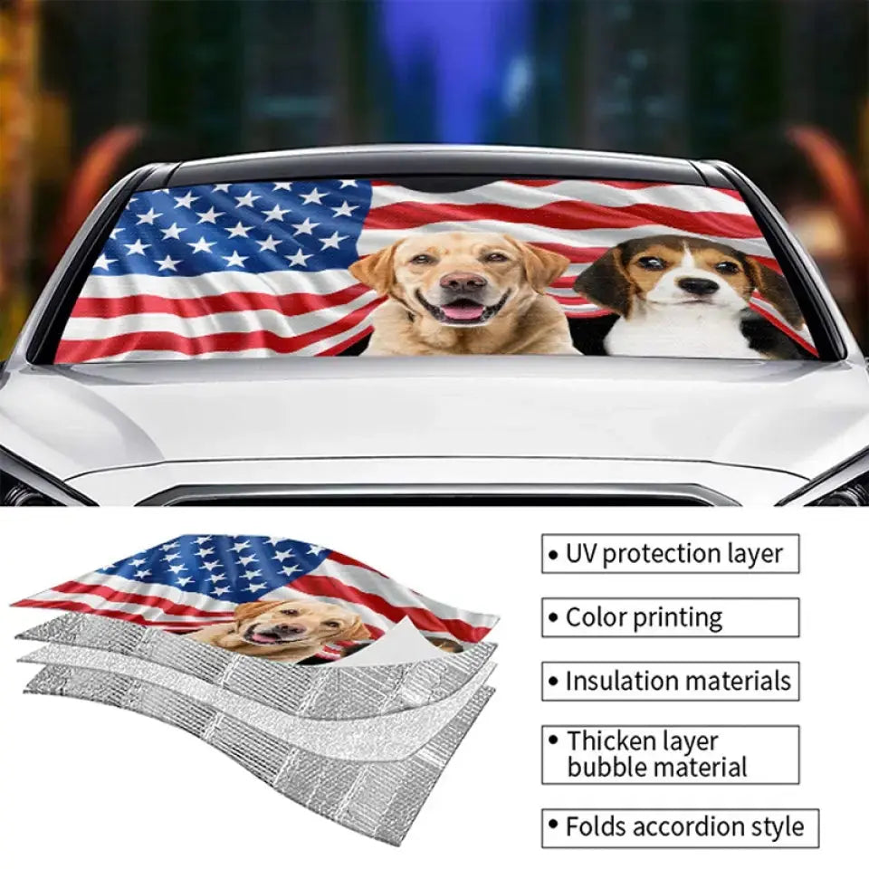 Custom Photo The Road To Heart Is Paved With Pawprints - Dog & Cat Personalized Custom Auto Windshield Sunshade, Car Window Protector - Gift For Pet Owners, Pet Lovers Car Sun Shade The Next Custom Gift