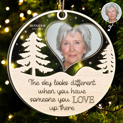 Custom Photo The Sky Looks Different - Christmas, Memorial Gift - Personalized 2-Layered Mix Ornament ornament The Next Custom Gift