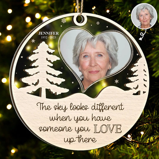 Custom Photo The Sky Looks Different - Christmas, Memorial Gift - Personalized 2-Layered Mix Ornament ornament The Next Custom Gift