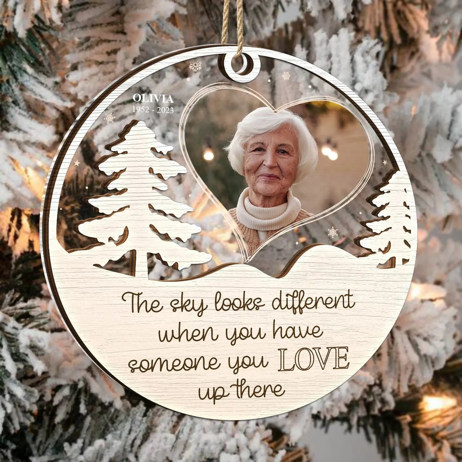 Custom Photo The Sky Looks Different - Christmas, Memorial Gift - Personalized 2-Layered Mix Ornament ornament The Next Custom Gift