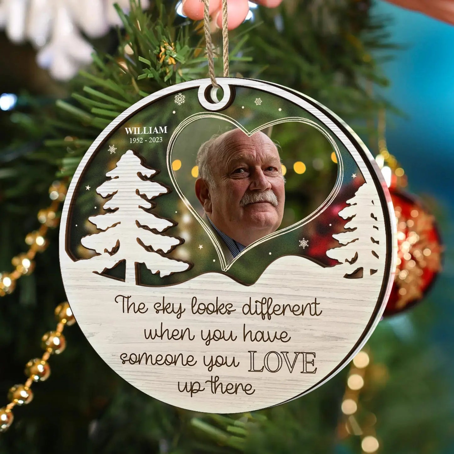 Custom Photo The Sky Looks Different - Christmas, Memorial Gift - Personalized 2-Layered Mix Ornament ornament The Next Custom Gift