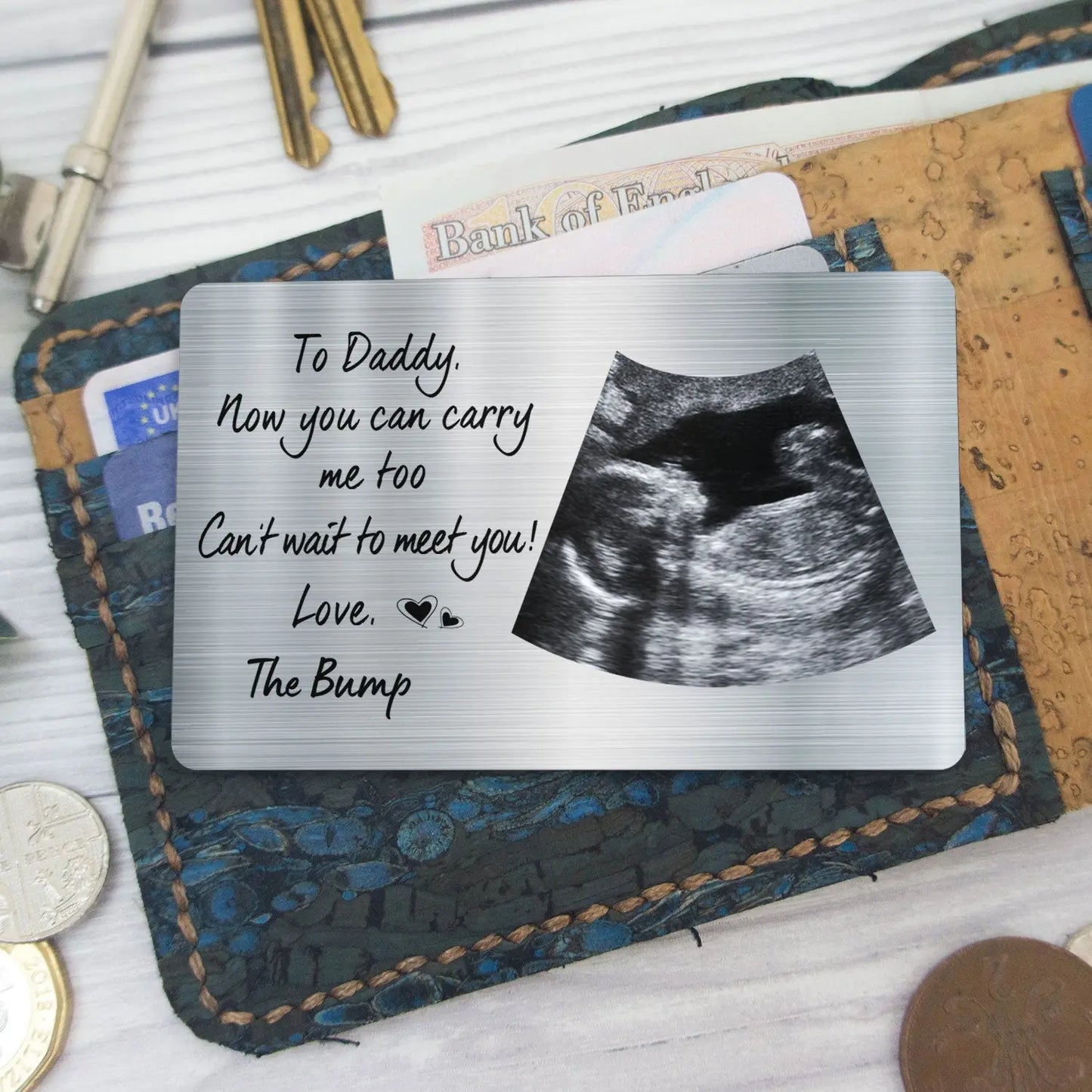 Custom Photo To Daddy Now You Can Carry Me Too - Gift For Dad, Father, New Parents - Personalized Photo Aluminum Wallet Card Card The Next Custom Gift