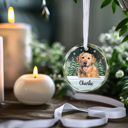 Custom Photo We Still Miss You - Memorial Personalized Custom Circle Glass Ornament - Christmas Gift, Sympathy Gift For Pet Owners, Pet Lovers ornament The Next Custom Gift