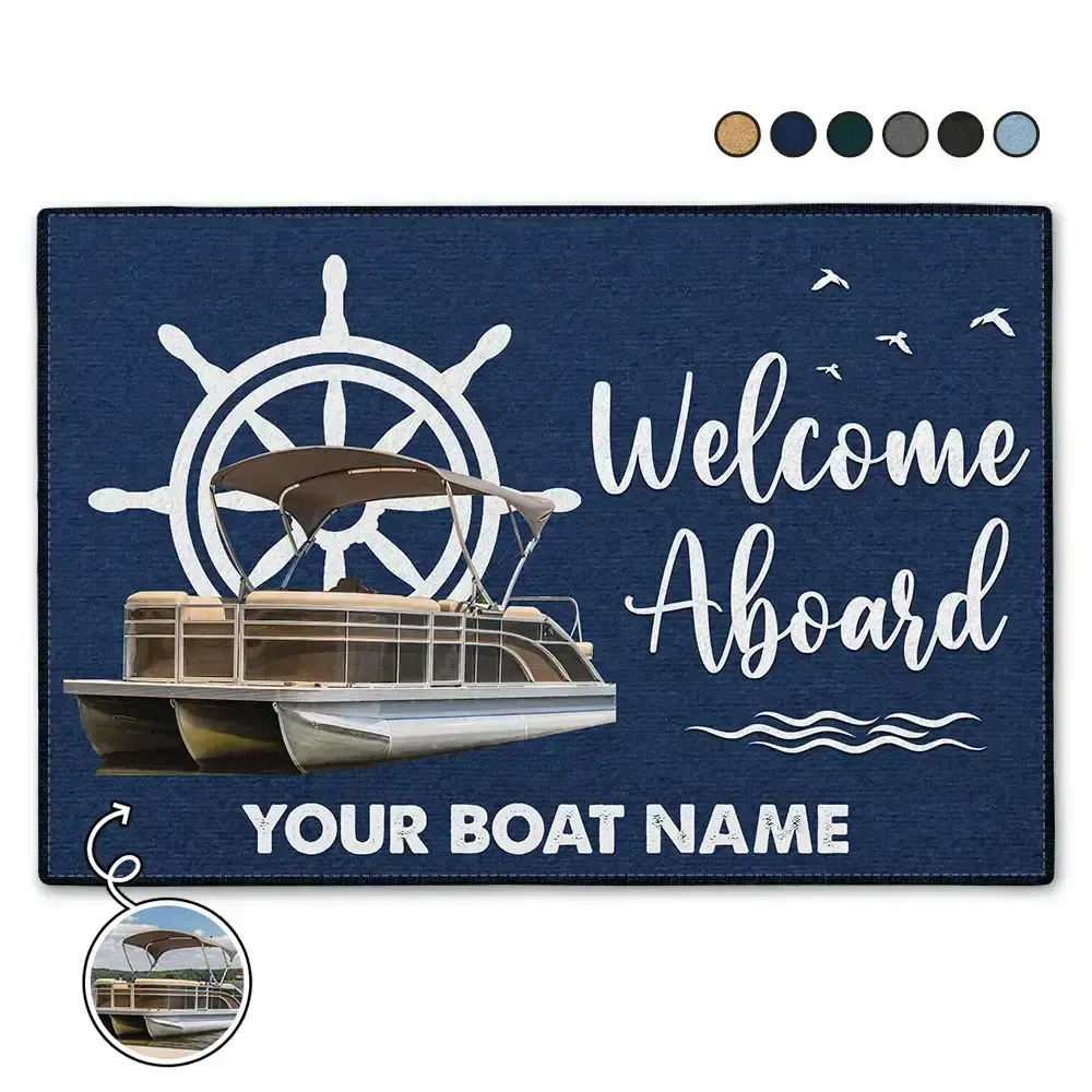 Custom Photo Welcome Aboard Boating Lake River - Personalized Doormat Doormat The Next Custom Gift