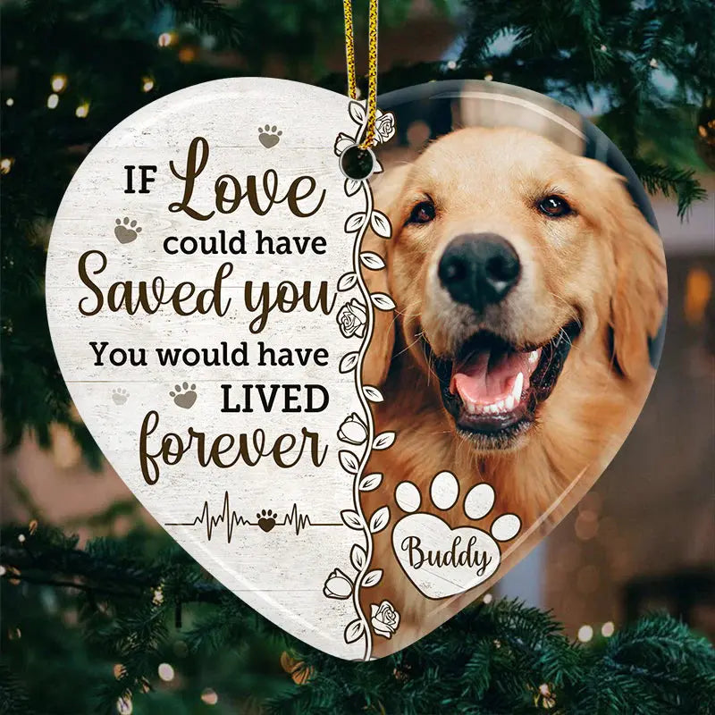 Custom Photo You Would Have Lived Forever - Memorial Personalized Custom Ornament - Ceramic Heart Shaped - Christmas Gift, Sympathy Gift For Pet Owners, Pet Lovers ornament The Next Custom Gift