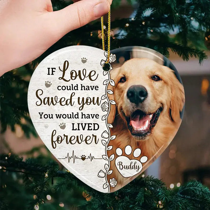 Custom Photo You Would Have Lived Forever - Memorial Personalized Custom Ornament - Ceramic Heart Shaped - Christmas Gift, Sympathy Gift For Pet Owners, Pet Lovers ornament The Next Custom Gift