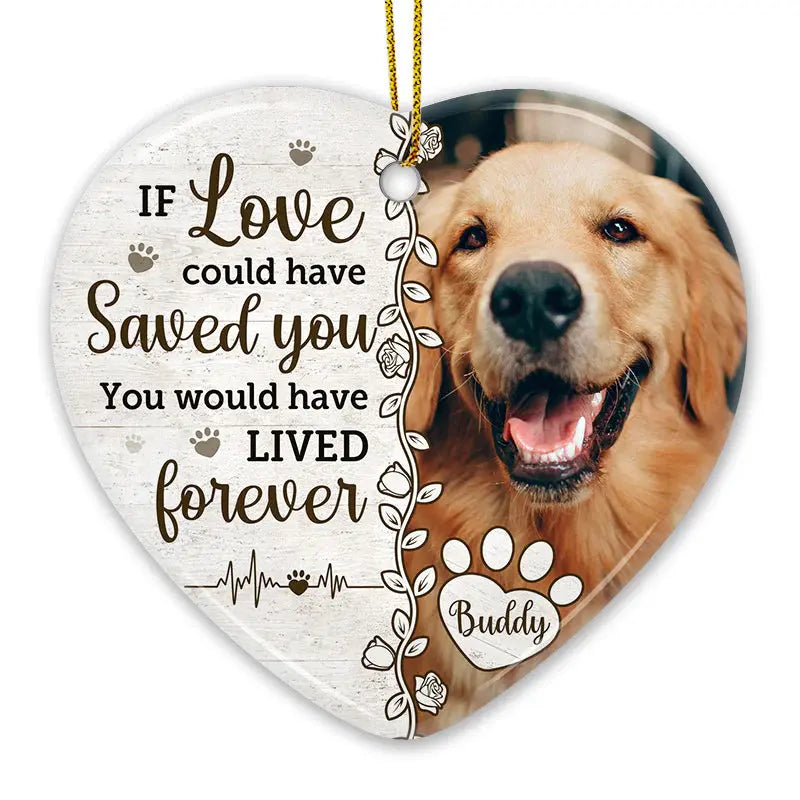 Custom Photo You Would Have Lived Forever - Memorial Personalized Custom Ornament - Ceramic Heart Shaped - Christmas Gift, Sympathy Gift For Pet Owners, Pet Lovers ornament The Next Custom Gift