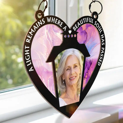 Custom Photo Your Light Will Always Shine In My Heart Lantern - Personalized Window Hanging Suncatcher Ornament Hanging Suncatcher Ornament The Next Custom Gift