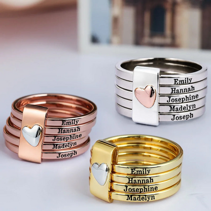 Custom Name Jelwery For Women Girlfriend Wife Mom And Besties - Personalized Heart Stacking Rings