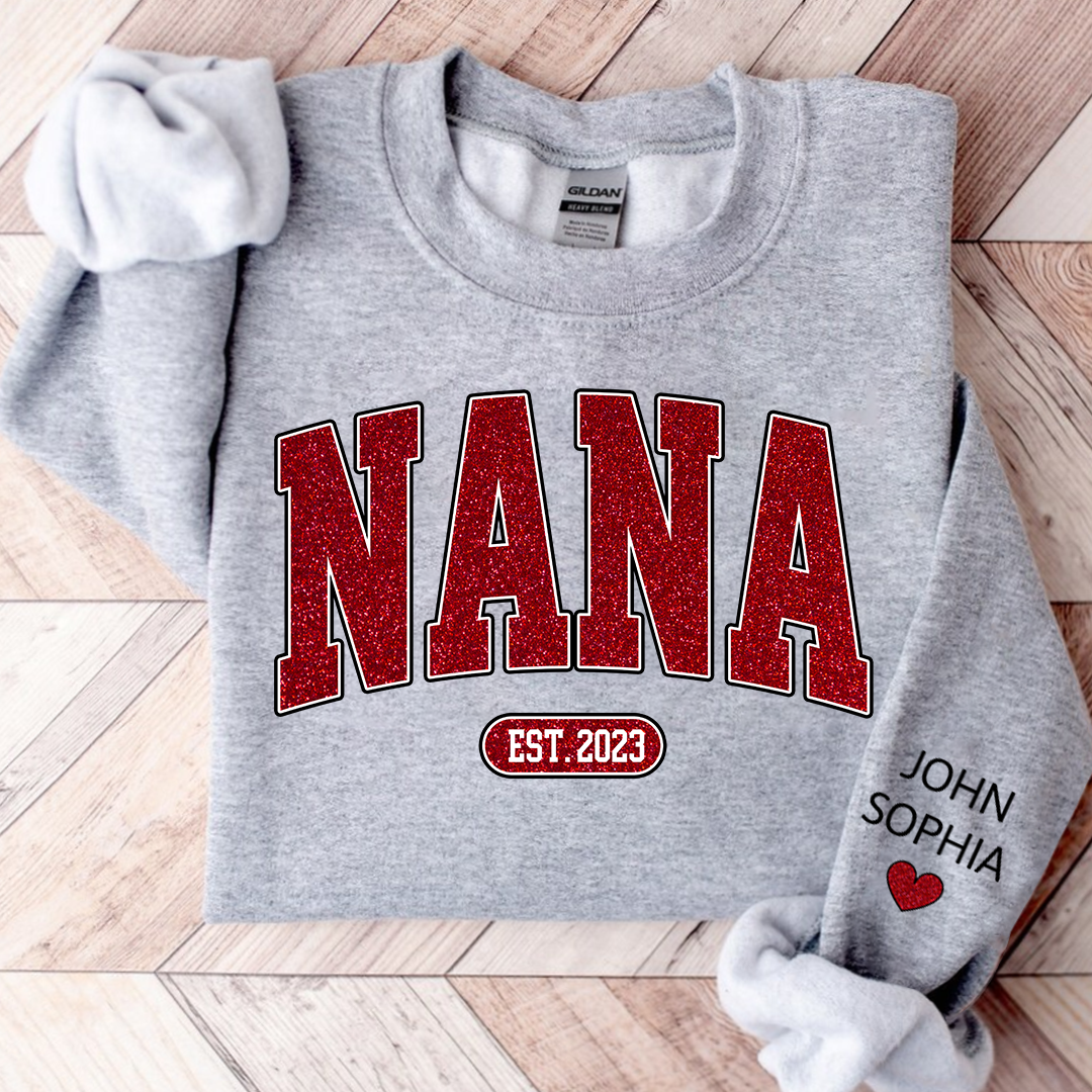 Custom Name Mimi Nana Grandma And Kids Red Glitter CTH01 Sweatshirt