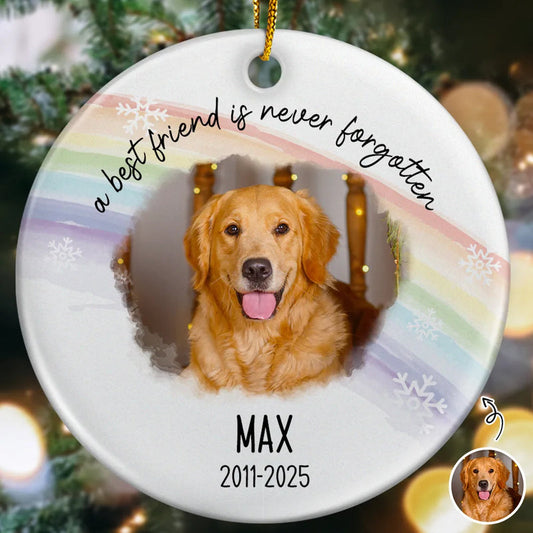 Custom Photo A Best Friend Is Never Forgotten - Personalized Circle Ornament