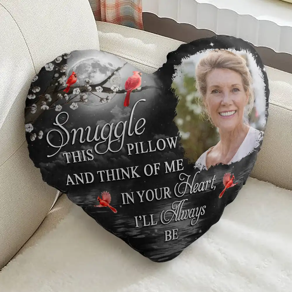 Custom Photo A Hug From Heaven When You Really Miss Me Memorial - Personalized Heart Shaped Pillow