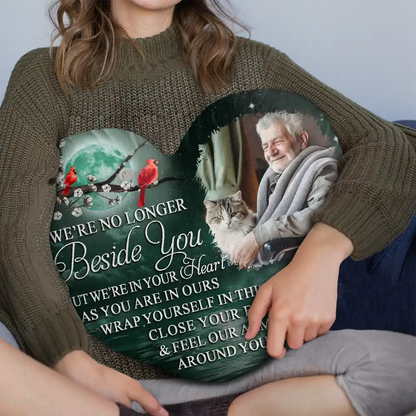 Custom Photo A Hug From Heaven When You Really Miss Me Memorial - Personalized Heart Shaped Pillow