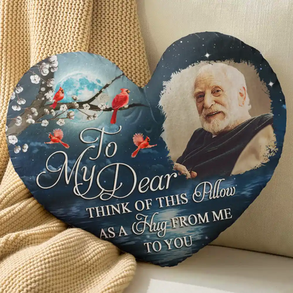 Custom Photo A Hug From Heaven When You Really Miss Me Memorial - Personalized Heart Shaped Pillow