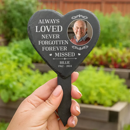Custom Photo Not A Day Goes By That You Are Not Missed - Personalized Heart Slate Garden Stake
