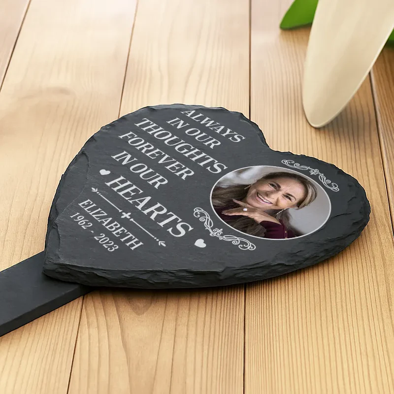 Custom Photo Not A Day Goes By That You Are Not Missed - Personalized Heart Slate Garden Stake