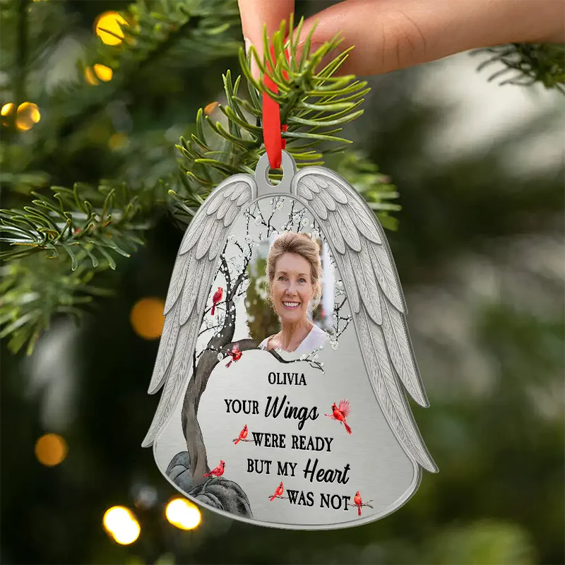 Custom Photo Angel Wings Were Ready But My Heart Was Not - Personalized Acrylic Ornament