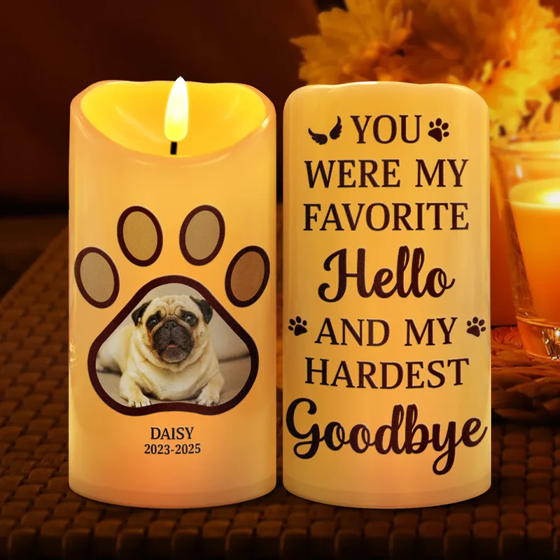 Custom Photo Angels Have Paws - Personalized Flameless LED Candle