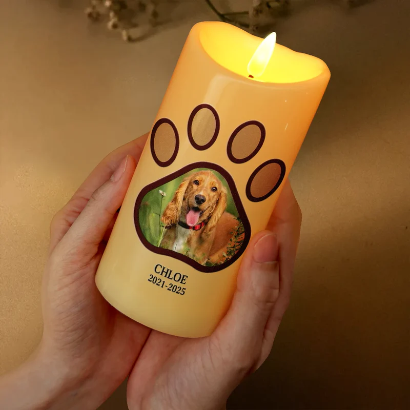 Custom Photo Angels Have Paws - Personalized Flameless LED Candle