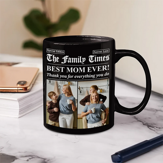Custom Photo Best Mom Dad Ever Newspaper Theme - Personalized Mug