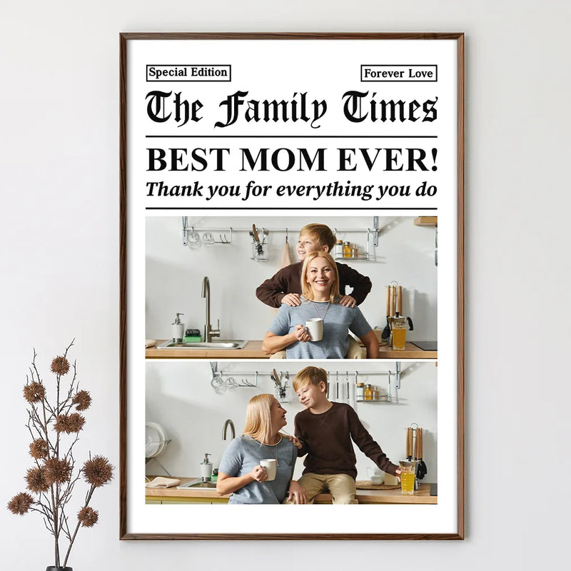 Custom Photo Best Mom Dad Ever Newspaper Theme - Personalized Poster