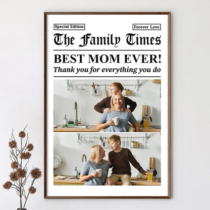 Custom Photo Best Mom Dad Ever Newspaper Theme - Personalized Poster