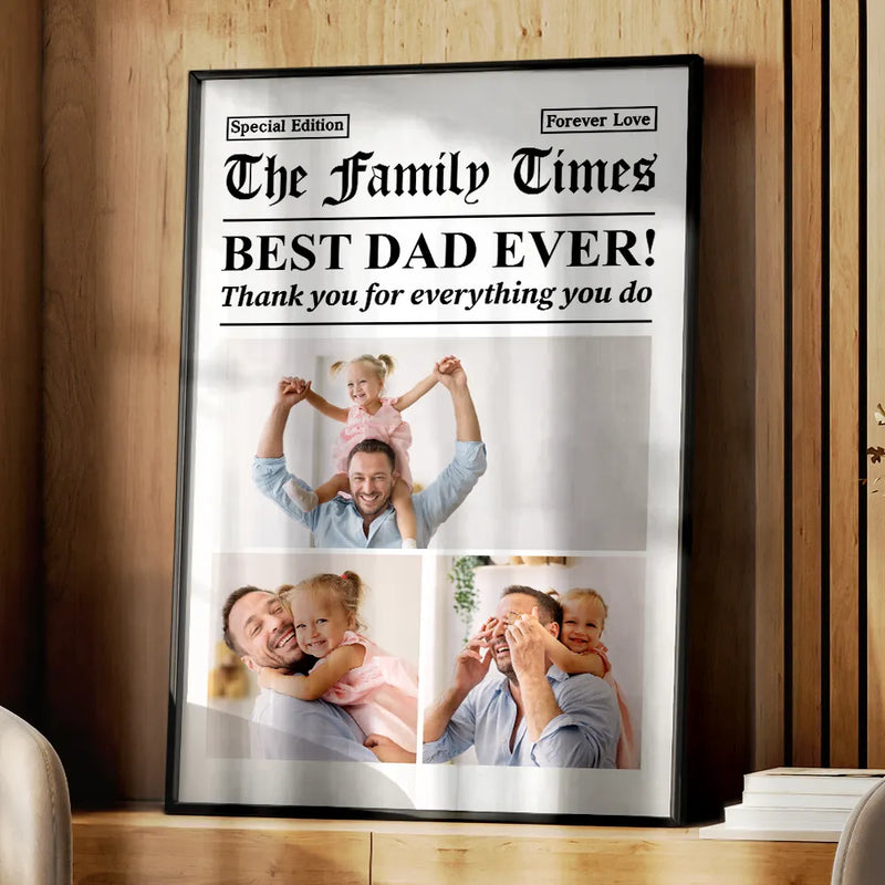 Custom Photo Best Mom Dad Ever Newspaper Theme - Personalized Poster