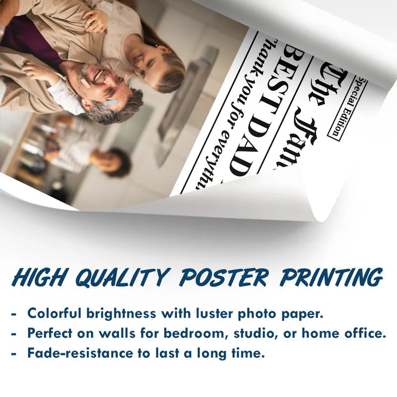 Custom Photo Best Mom Dad Ever Newspaper Theme - Personalized Poster